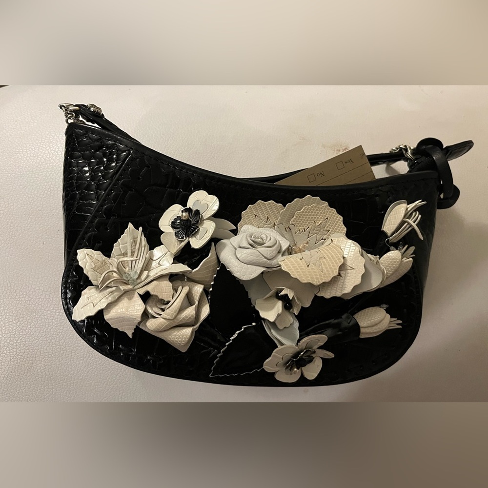 NIB VINTAGE BRIGHTON CALISTA LEATHER HANDBAG HANDMADE DETAIL FLORAL DESIGNER
